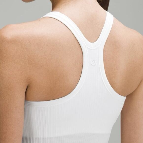 Lululemon Ebb To Street Tank Built In Bra Womens Sz 6 White Stretch Yoga Running - Picture 3 of 8